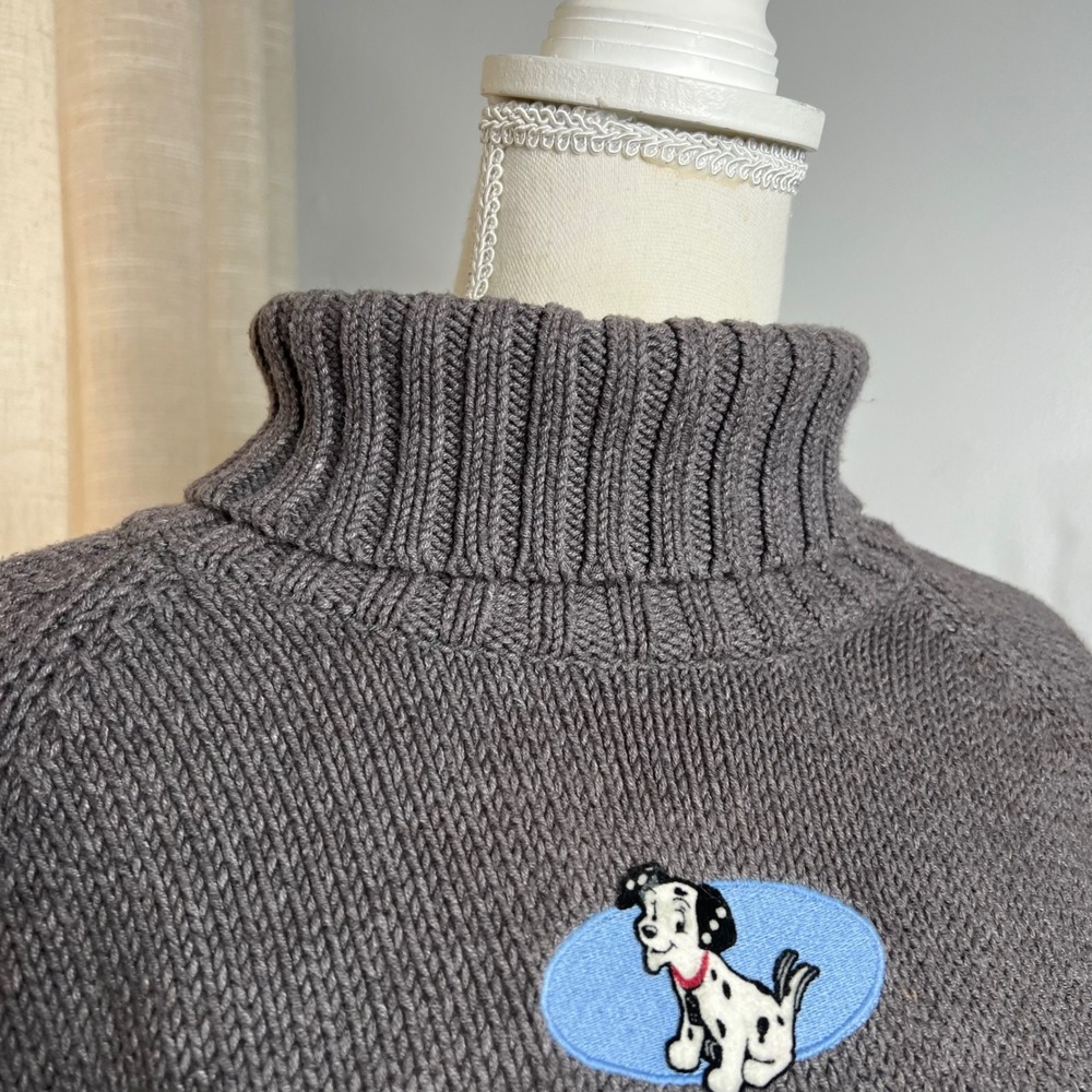 90s Vintage 101 Dalmations Disney Store Knit Sweater Turtle Neck Women's Size XL - Picture 5 of 8
